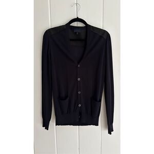Lanvin Men’s Dark Navy Cardigan with Black Accent Trim - Size 2 / Small